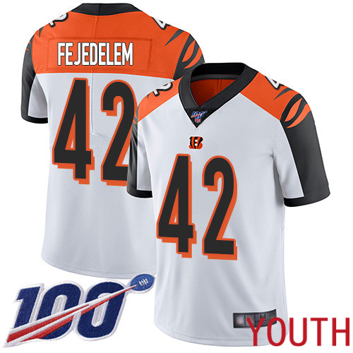 Cincinnati Bengals Limited White Youth Clayton Fejedelem Road Jersey NFL Footballl #42 100th Season Vapor Untouchable->youth nfl jersey->Youth Jersey